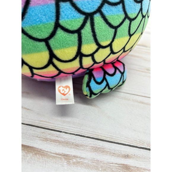 Ty Squish-A-Boos Owen the Rainbow Tie Dye Owl Plush Stuffed Animal - Picture 5 of 6